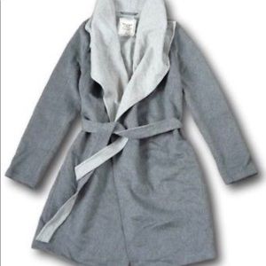 Abercrombie & Fitch Women's Gray Wrap Coat with Shawl Collar